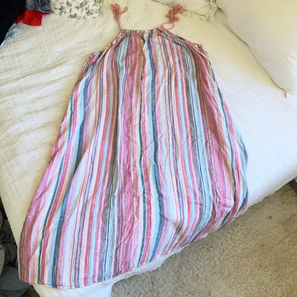 Time & Tru Striped Maxi Dress Size XL 16-18 Plus Size Pink Blue Flowy Summer